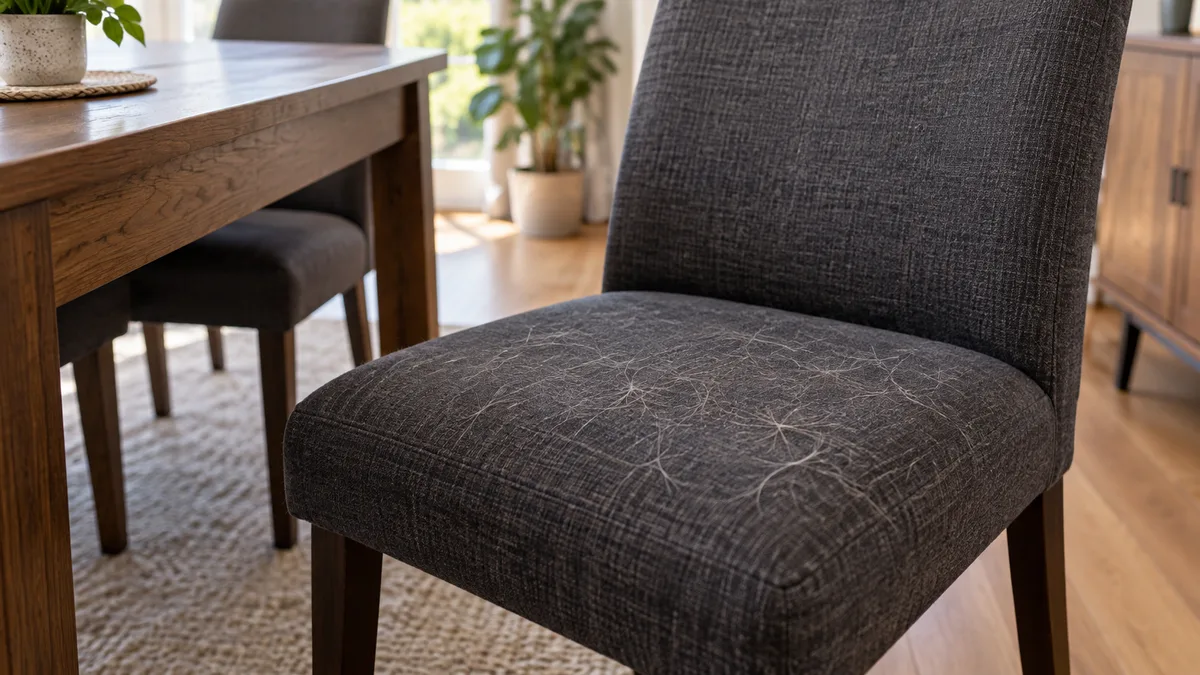 Imagem ilustrativa: Pelos num assento cinzento-escuro